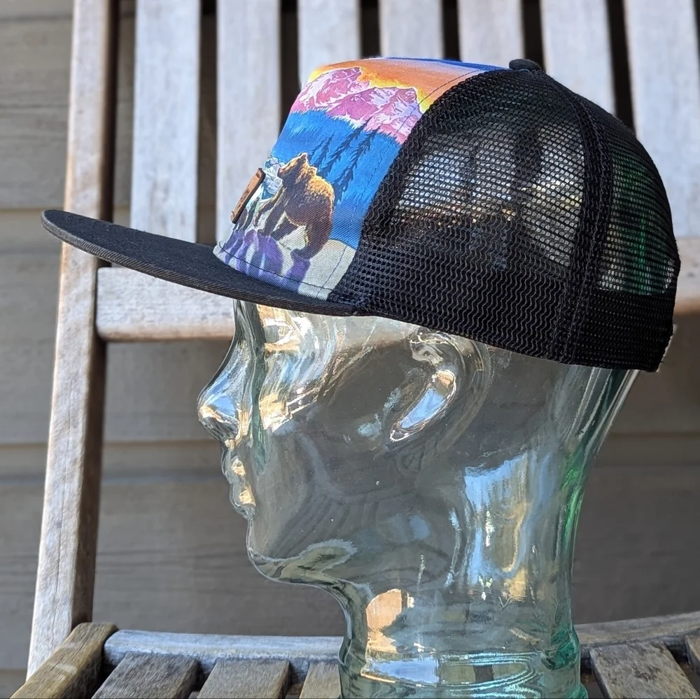 Locale Sun Valley Idaho Scenic Snapback Trucker Hat Unisex Bears Mountains Tree